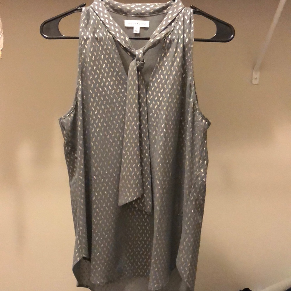 Gray Socialite Tie Neck Blouse Size M